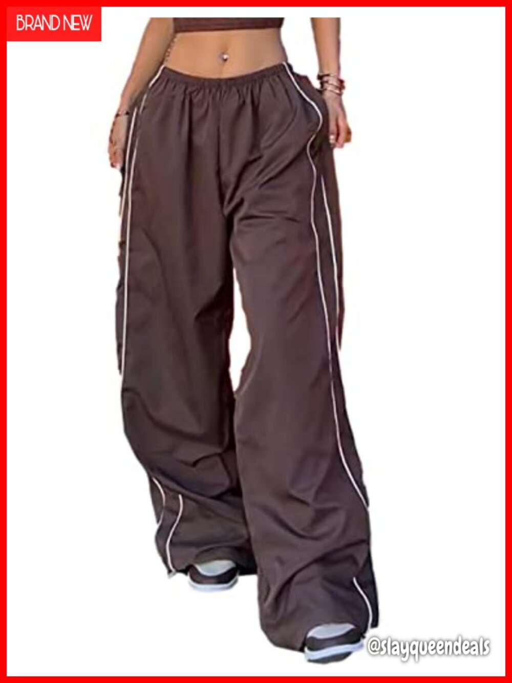Womens Wide Leg Parachute Sweatpants Baggy Track Pants Elastic Waist Joggers